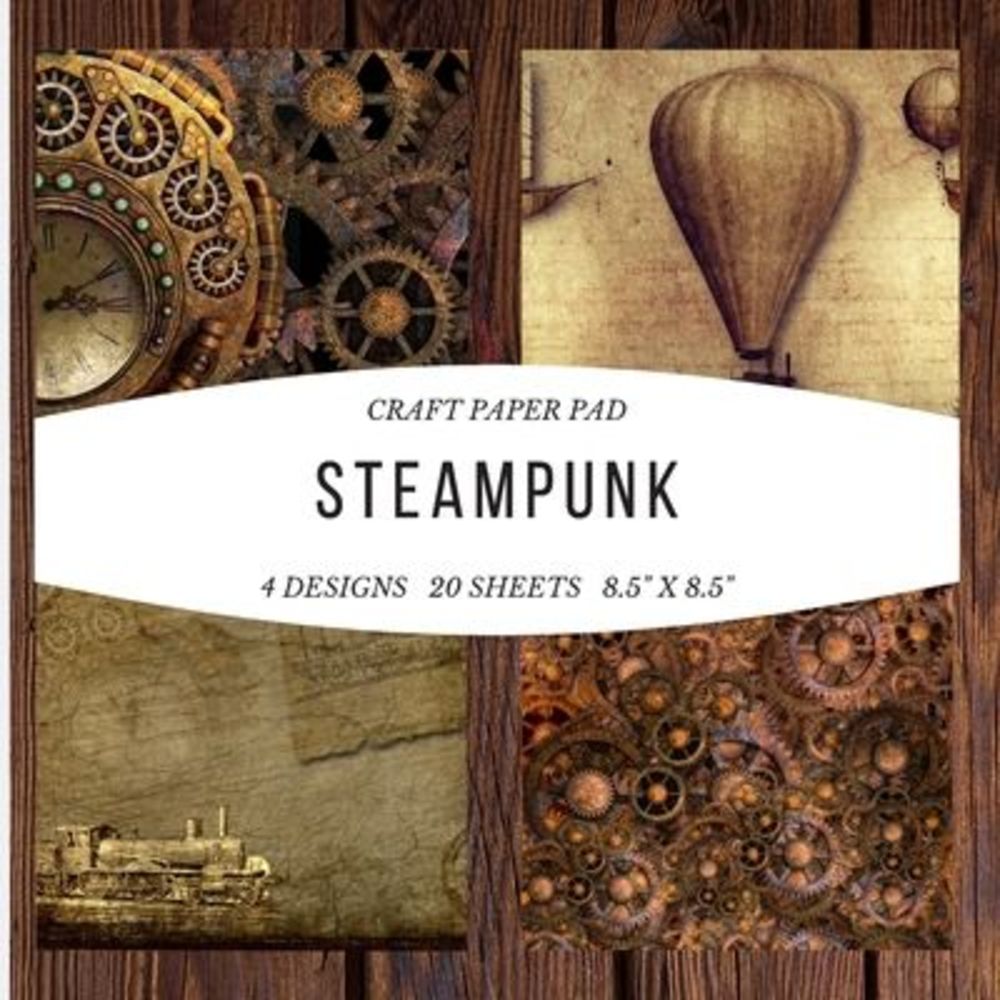 Craft Paper Pad Steampunk 8.5x8.5 Craft Paper, 4 Designs, 20 Sheets: Origami Vin